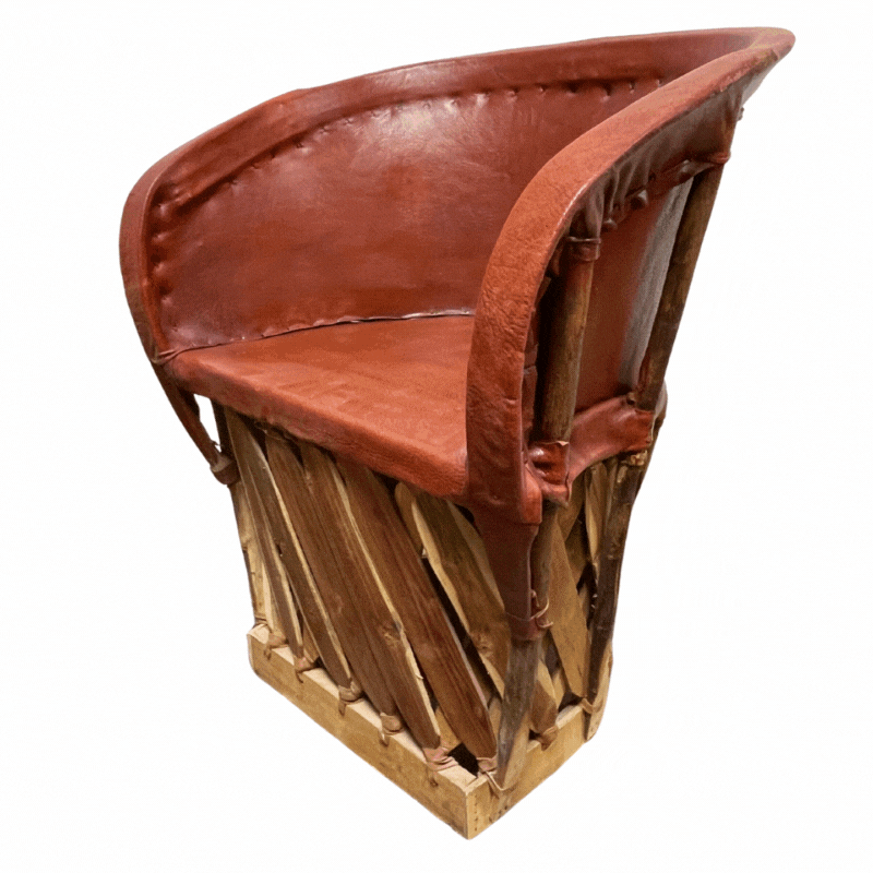 Faelo imports - Muebles en Bodega - Equipal Tradicional de Piel rojo Stock