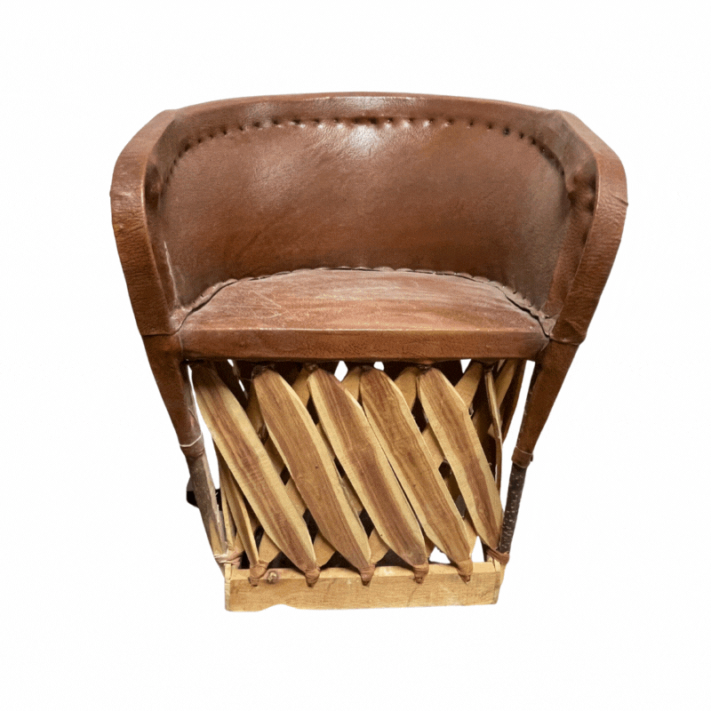 Faelo imports - Muebles en Bodega - Equipal Tradicional de Piel Café Stock