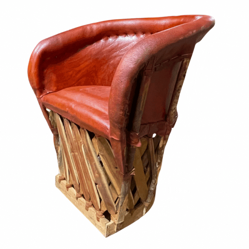 Faelo imports - Muebles en Bodega - Equipal de Piel rojo acoginado Stock